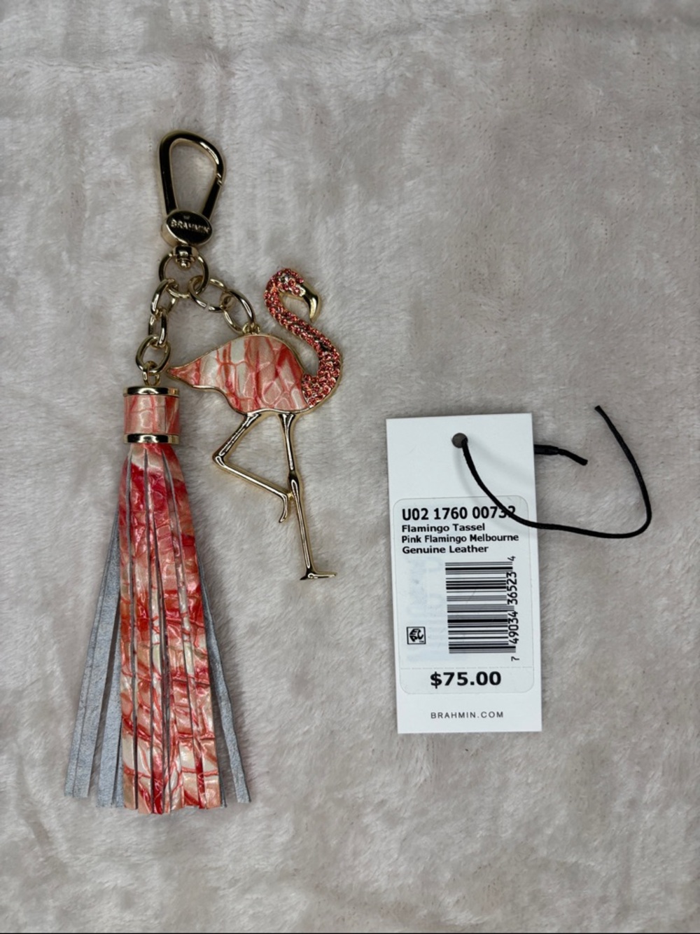 Brahmin Tassel Pink Flamingo Melbourne Keychain - Picture 2 of 8
